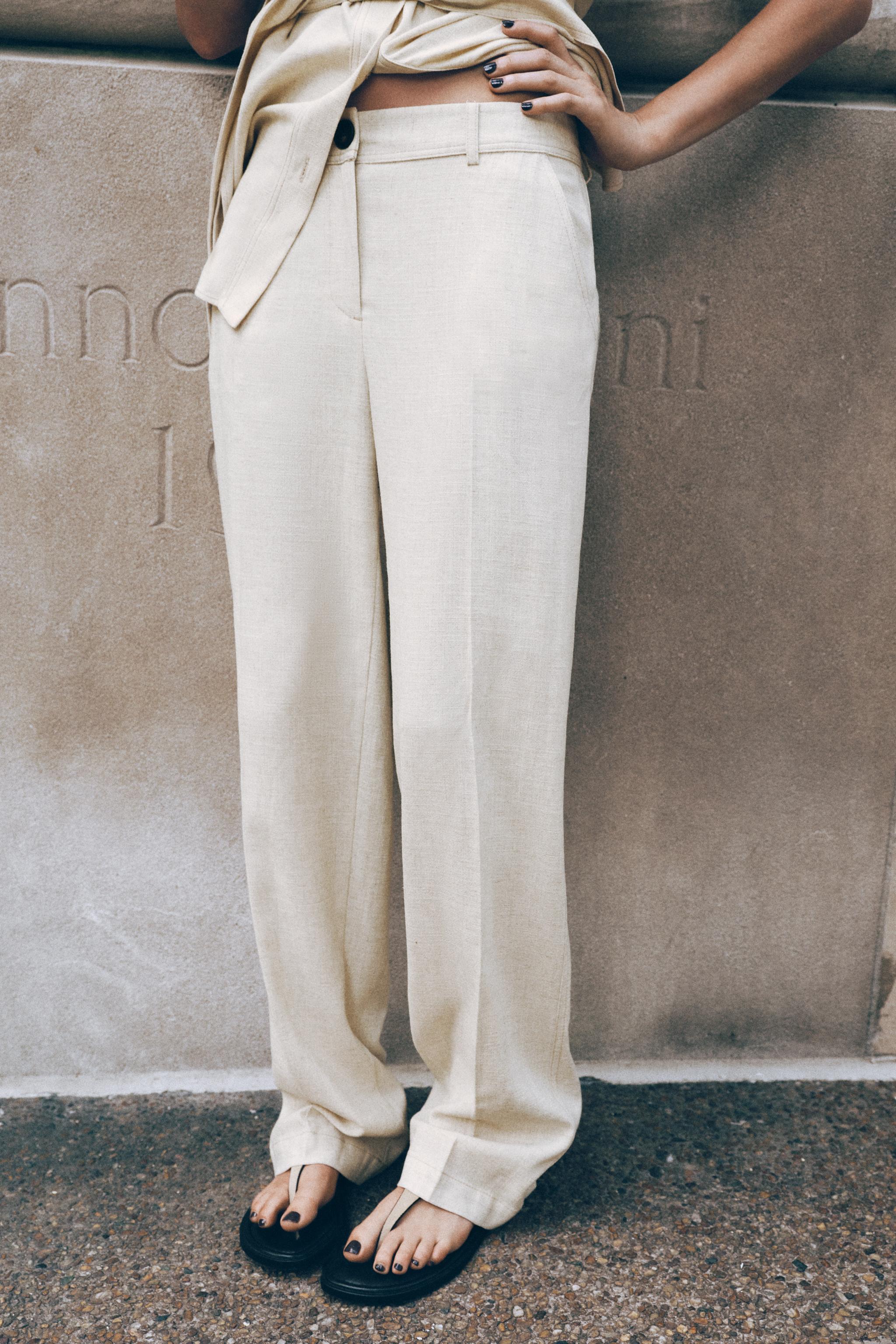PANTALON DROIT AVEC LIN