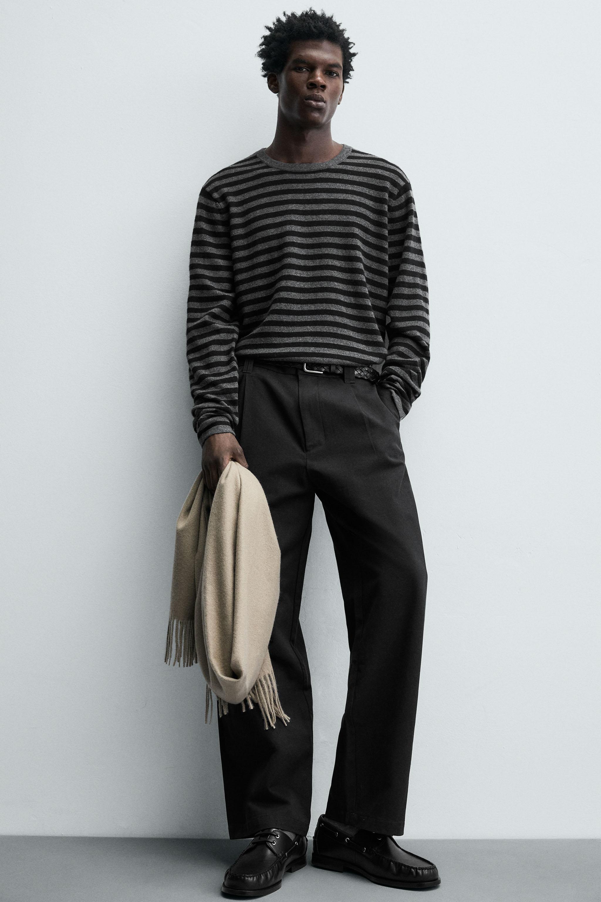 ストライプ柄ウール混セーター - ブラック | ZARA Japan / 日本