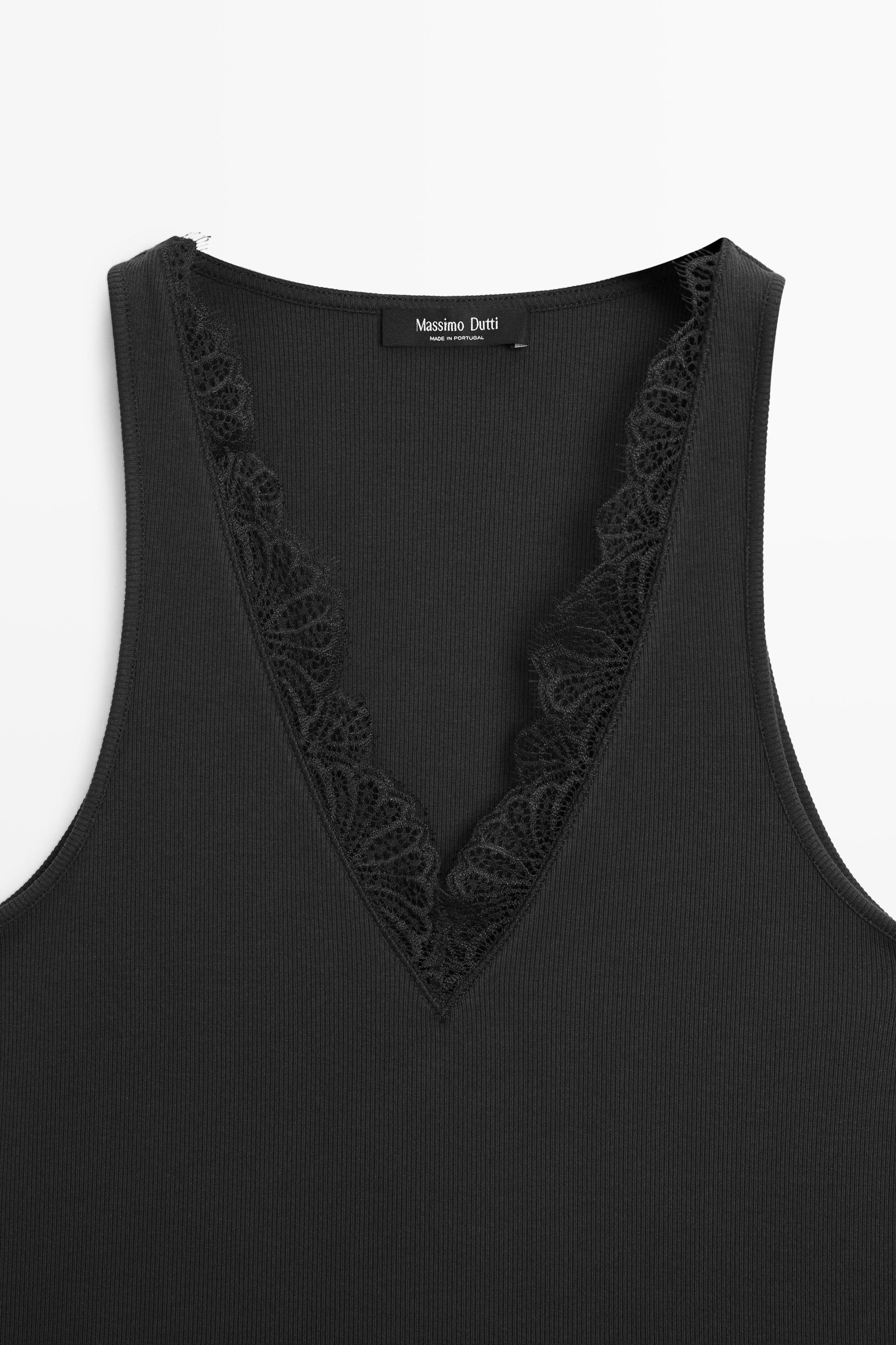 V-neck top with lace detail