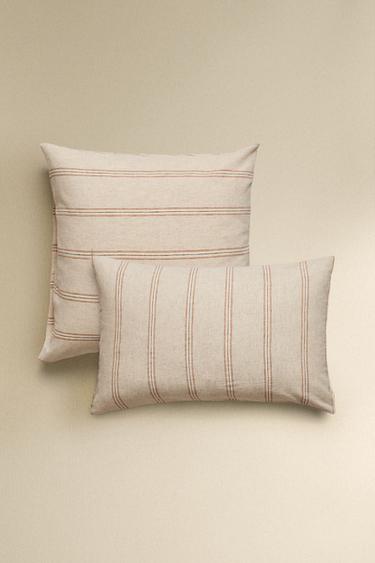 TAIE D’OREILLER FIL TEINTÉ RAYURES - Beige clair de Zara