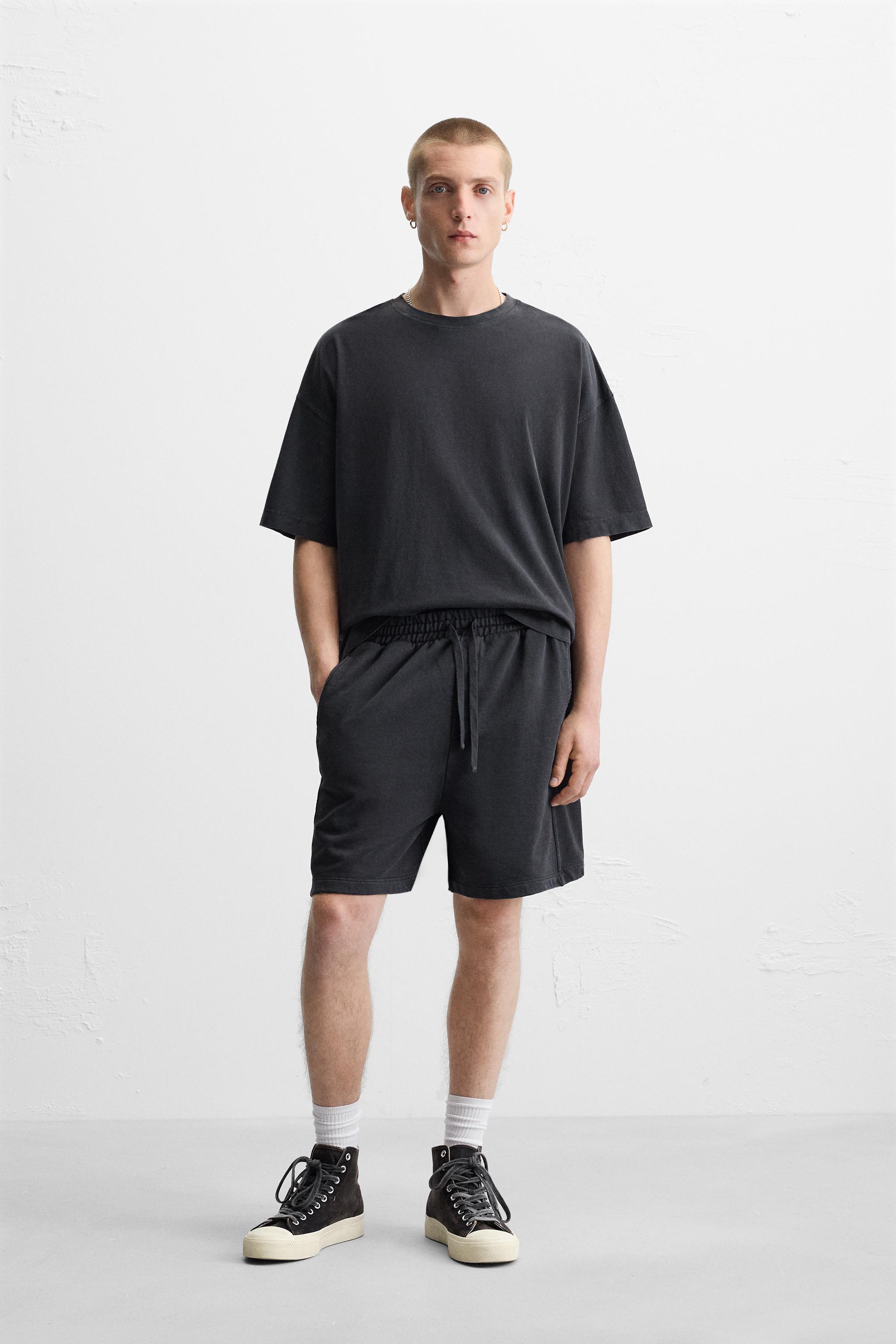 RELAXED FIT WASHED JOGGER SHORTS - Oyster-white | ZARA