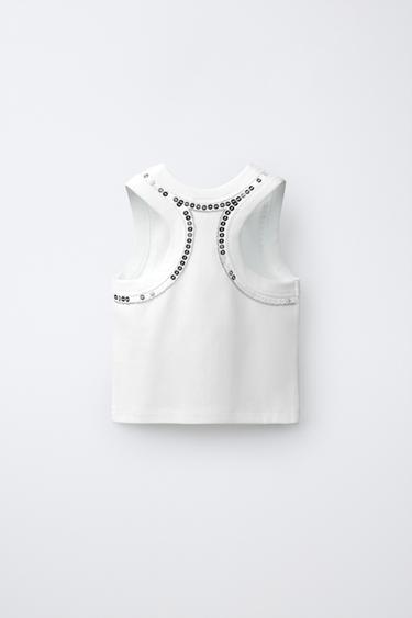 SEQUINNED TOP - White by Zara - Image 1