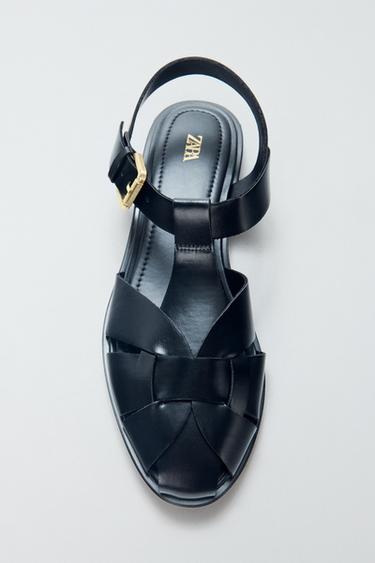 FLAT CAGE SANDALS - Black by Zara