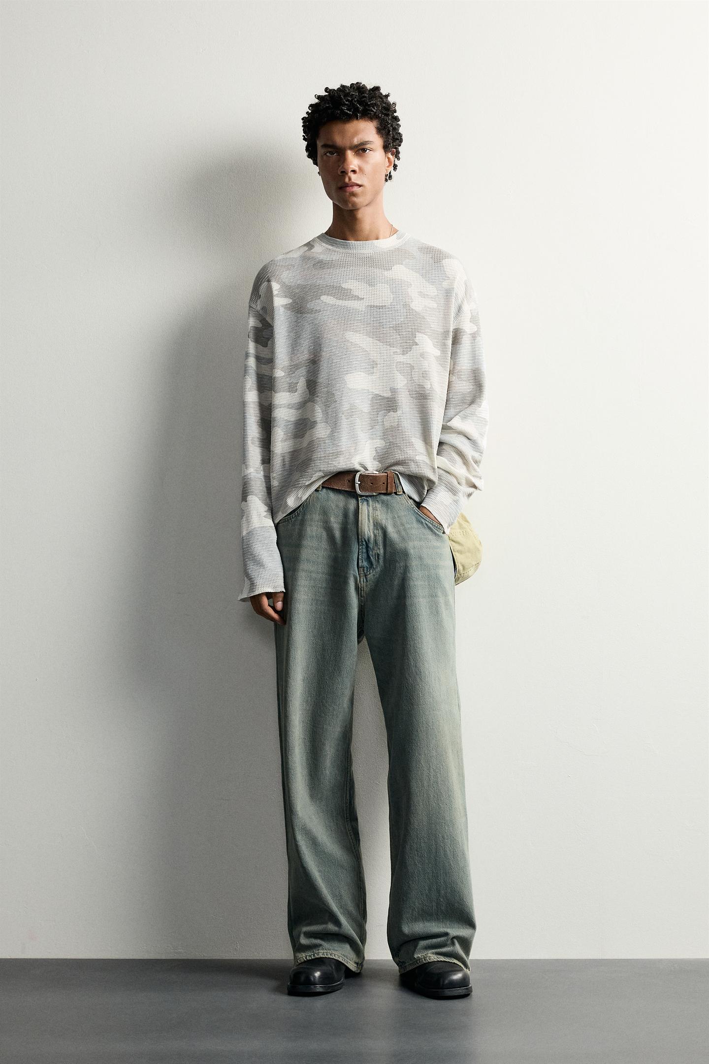 Мужская толстовка Zara Abstract Print Waffle-Texture, цвет: Grays
