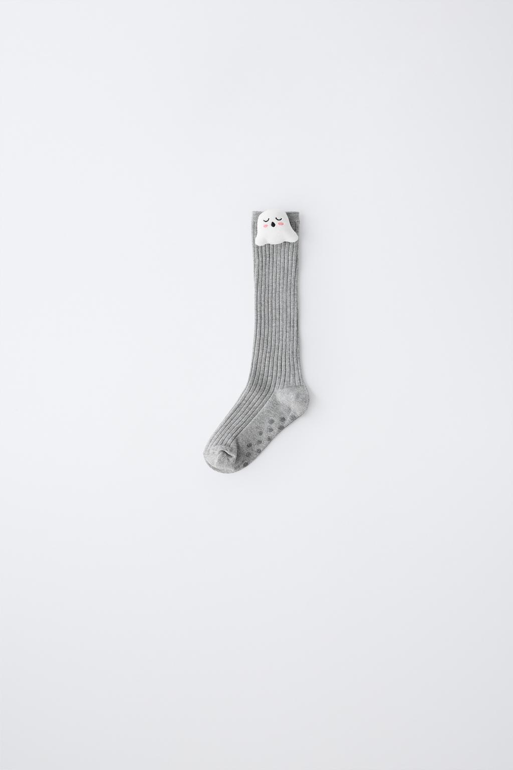 LONG RIBBED SOCKS WITH APPLIQUÉ