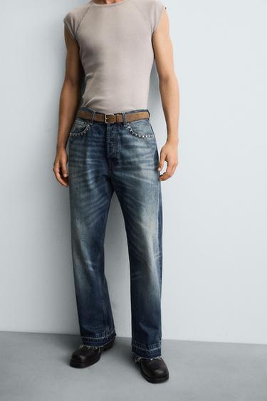 JEAN AMPLE AVEC CLOUS - Bleu de Zara - Image 4