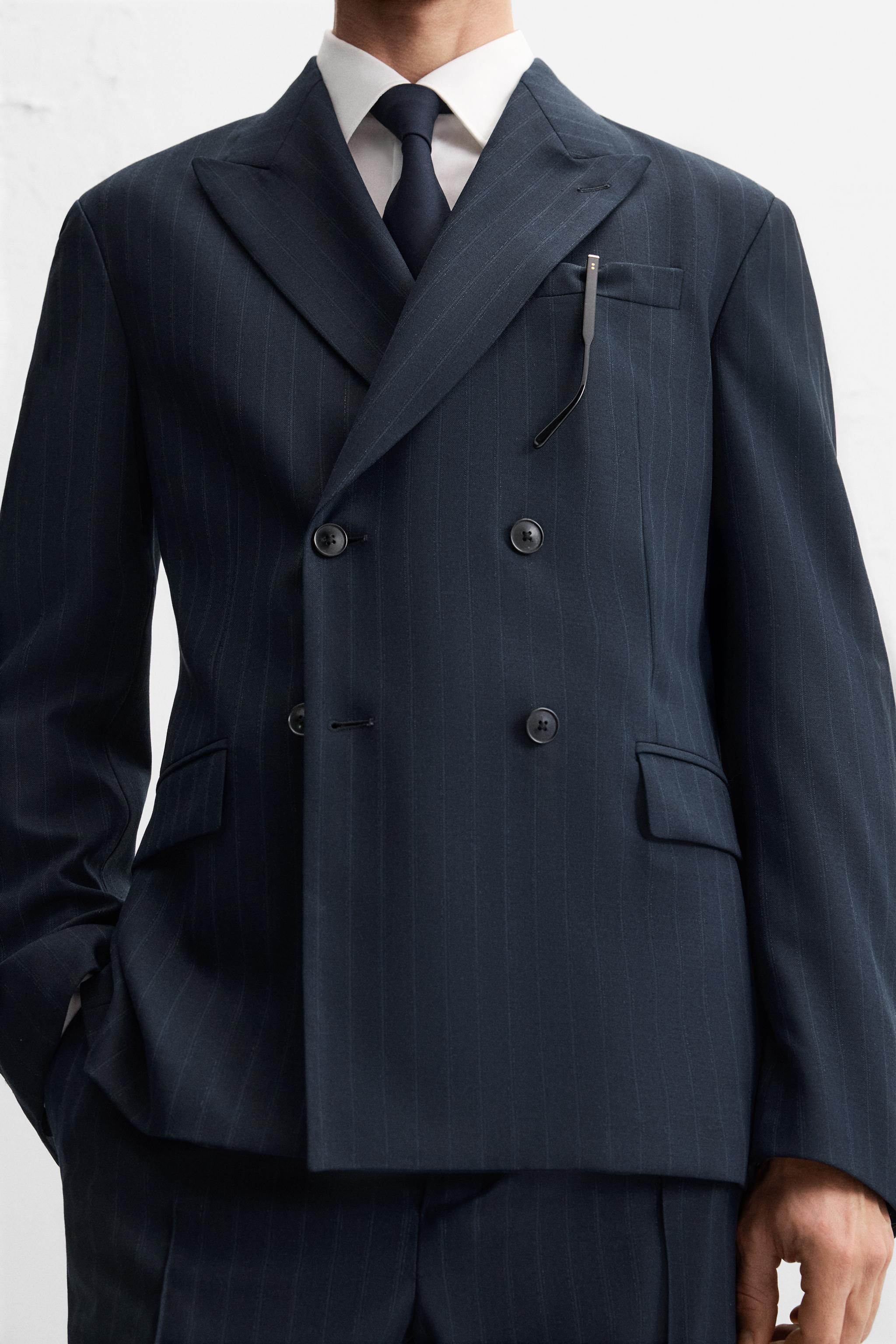 PINSTRIPE SUIT JACKET LIMITED EDITION - Blue | ZARA United