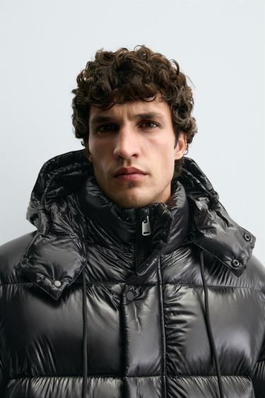 Zara LONG 100% FEATHER PUFFER JACKET - Black