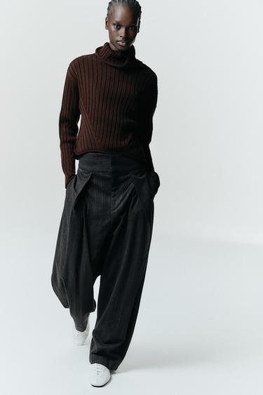 Zara RIBBED KNIT JUMPER - Brown