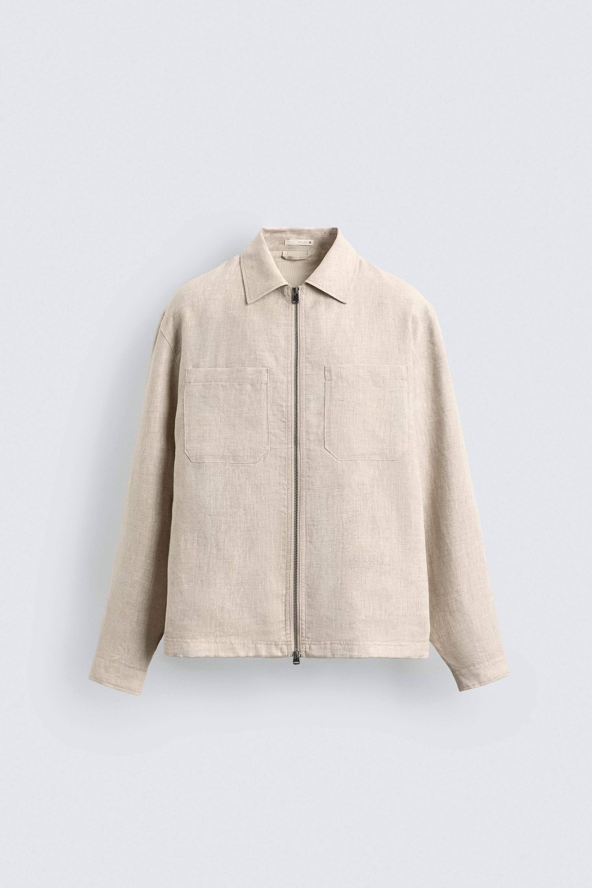 100% LINEN ZIP-UP OVERSHIRT - Light beige | ZARA United States