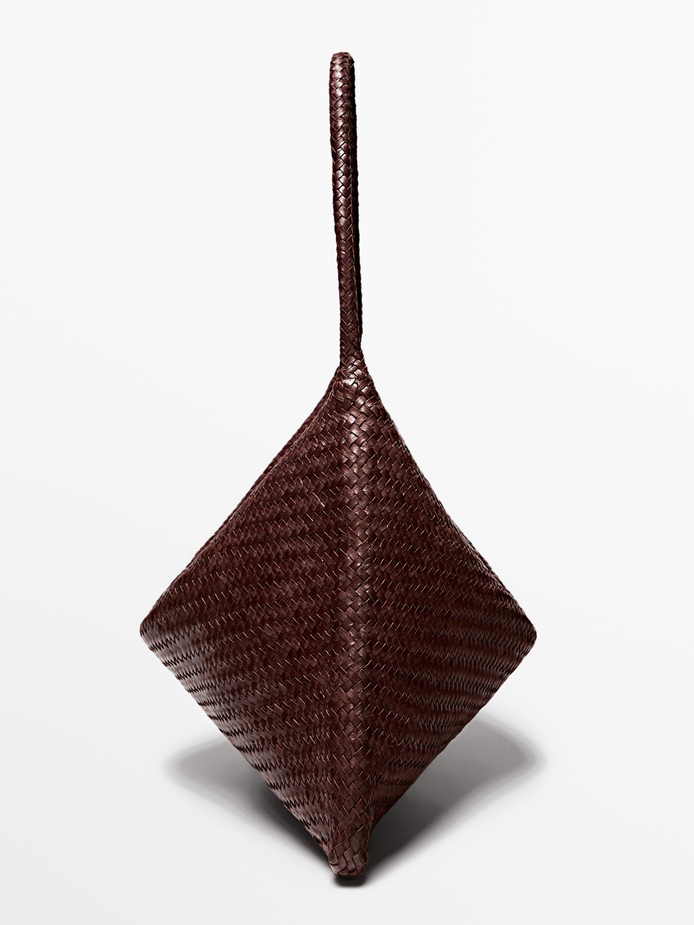 Grand sac satchel tressé en cuir nappa