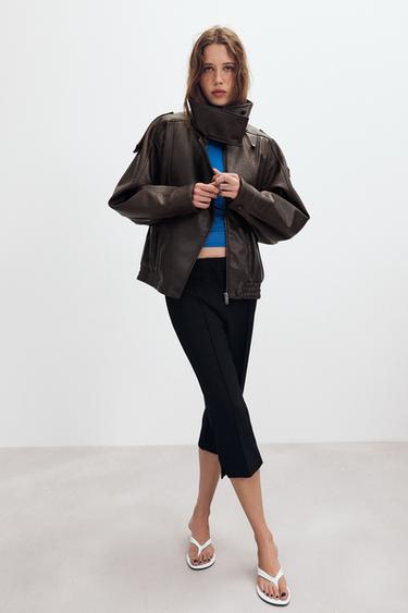 LEATHER EFFECT BIKER JACKET - Brown by Zara - Image 0