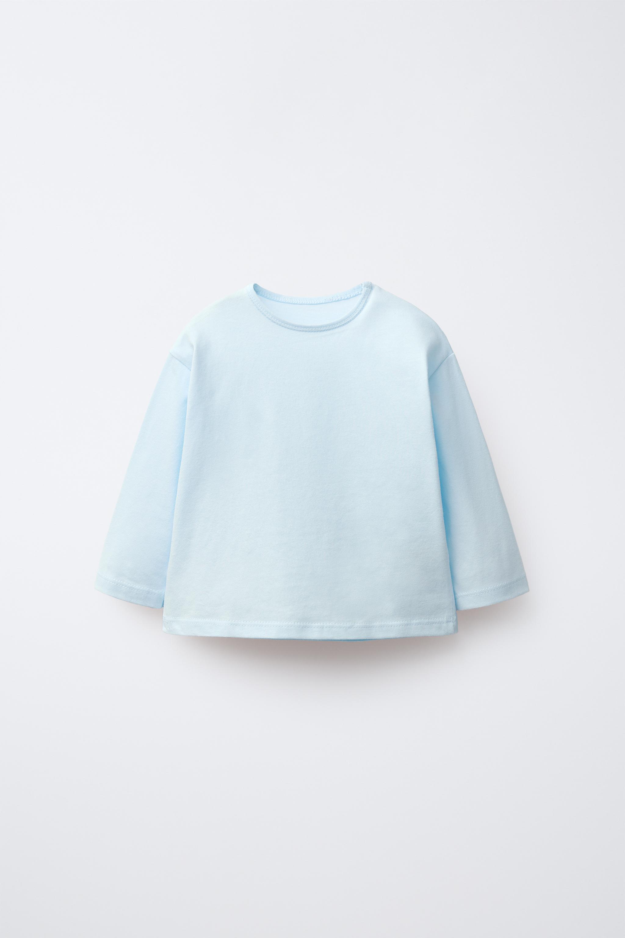 無地ロングスリーブTシャツ - ブルー | ZARA Japan / 日本