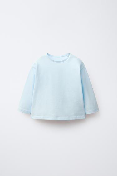 CAMISETA LISA MANGA LARGA - Azul de Zara
