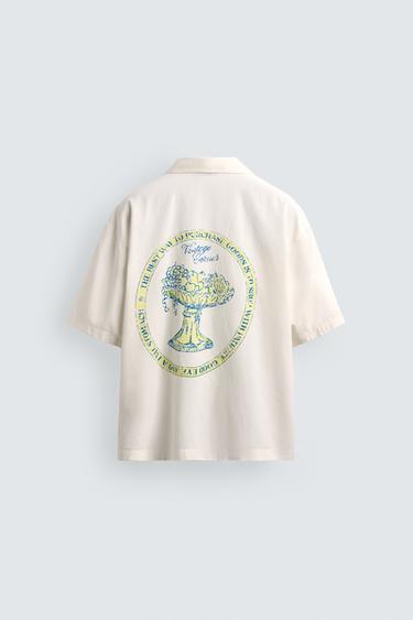 CHEMISE RELAXED FIT LYOCELL ET COTON À IMPRIMÉS - Blanc cassé de Zara - Image 8