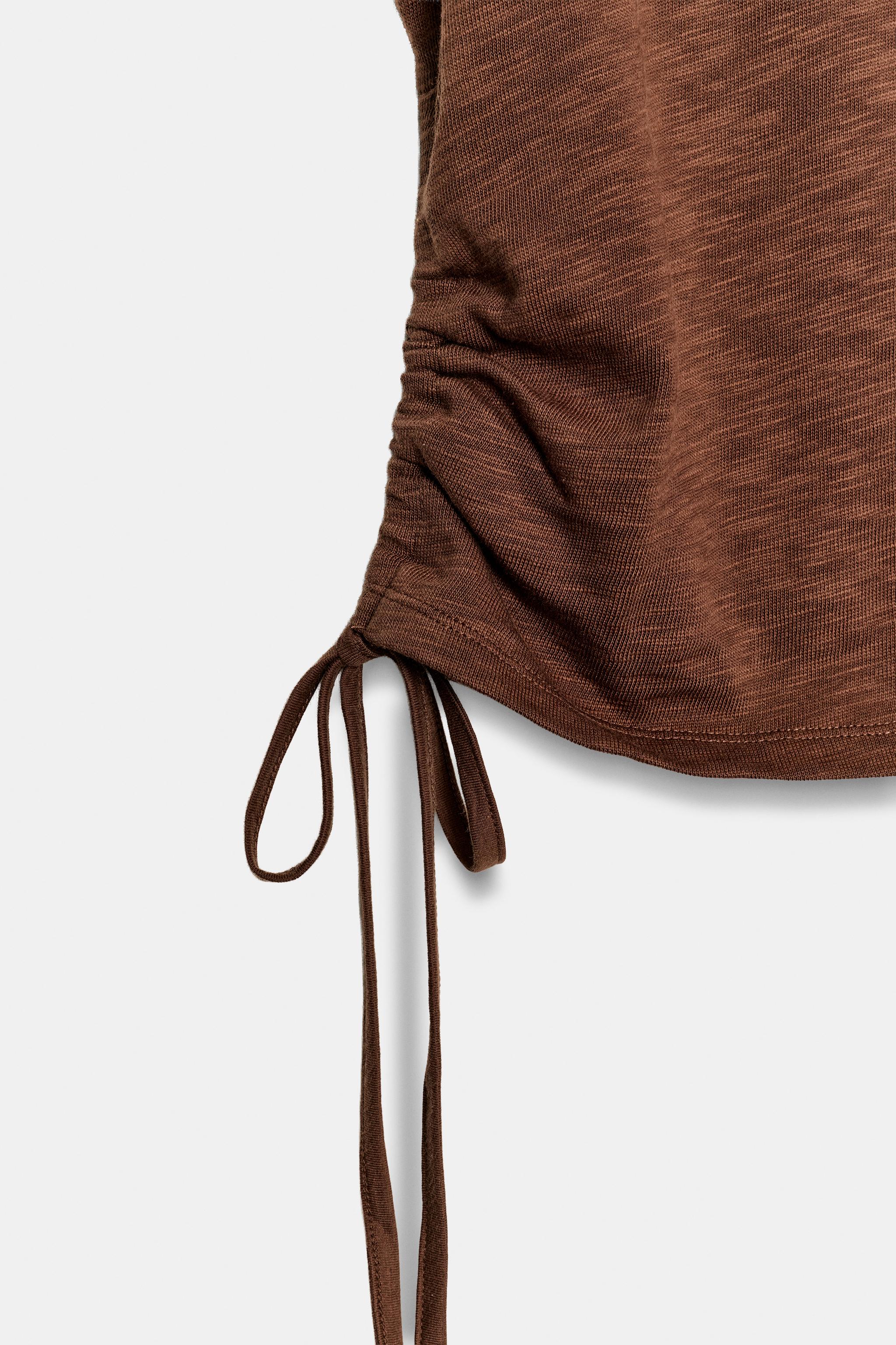 Женские футболки Zara RUSTIC RUCHED T-SHIRT — фото 9