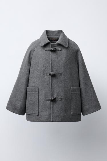 MELANGE COAT WITH FIREMAN CLASPS AND WOOL - Grey marl by Zara