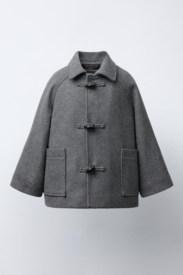 MELANGE COAT WITH FIREMAN CLASPS AND WOOL Grey marl ZARA