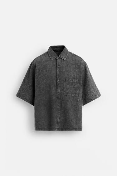 CAMISA ESTRUCTURA LAVADA - Gris de Zara