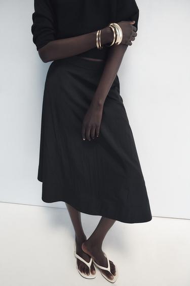 Zara ZW COLLECTION CAPE MIDI SKIRT - Black