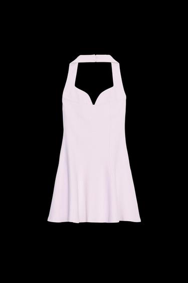 VESTIDO CORTO HALTER INTERLOCK - Rosa de Zara