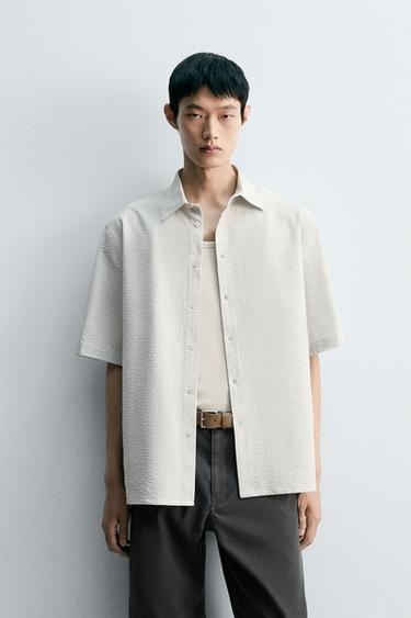 SEERSUCKER SHIRT - Grey marl by Zara