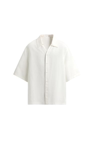 CAMISA FLUIDA VISCOSA - LINO - Blanco roto de Zara