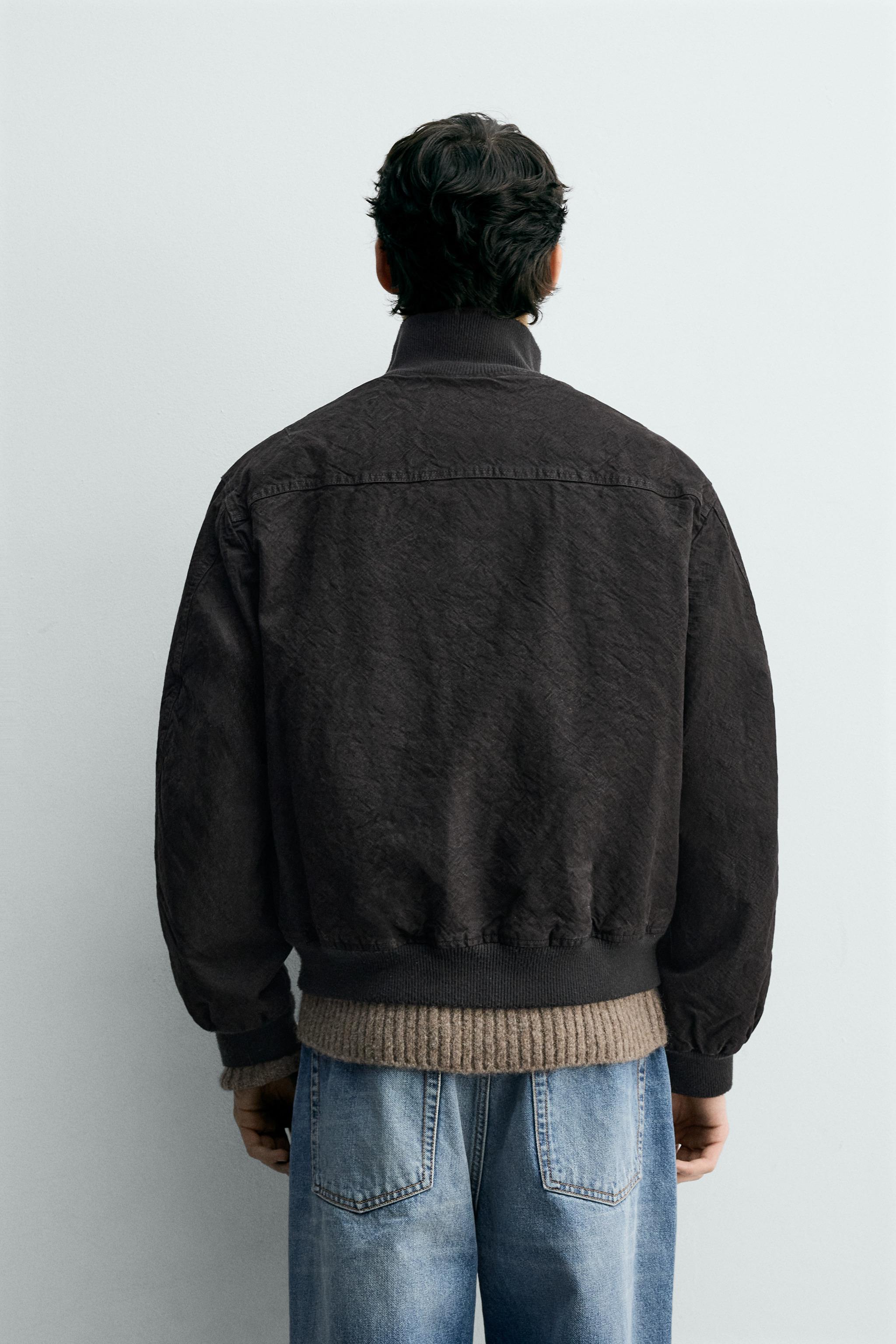 CRINKLE EFFECT BOMBER JACKET