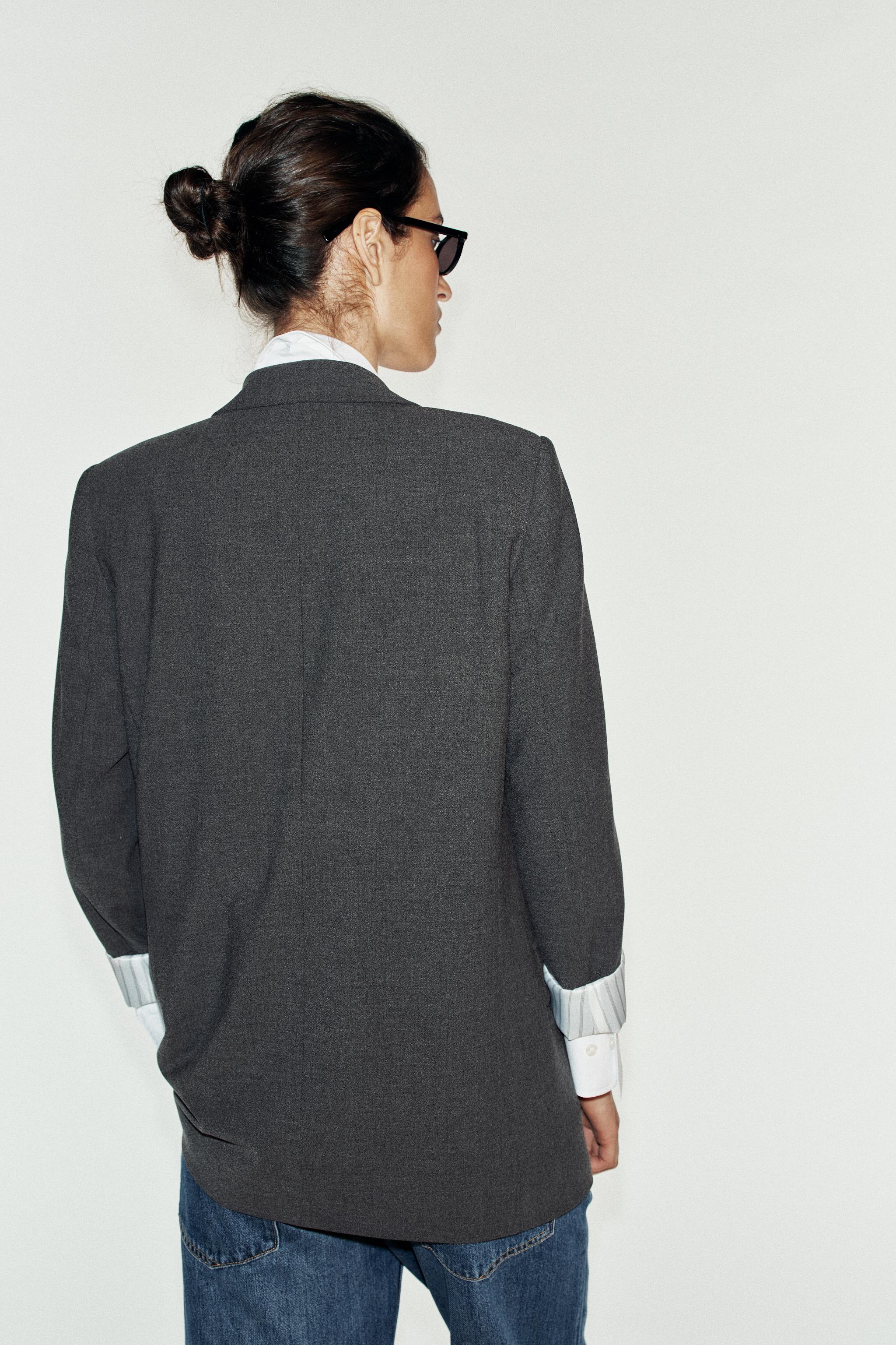 BLAZER WITH SHOULDER PADS AND PRINTED CUFFS