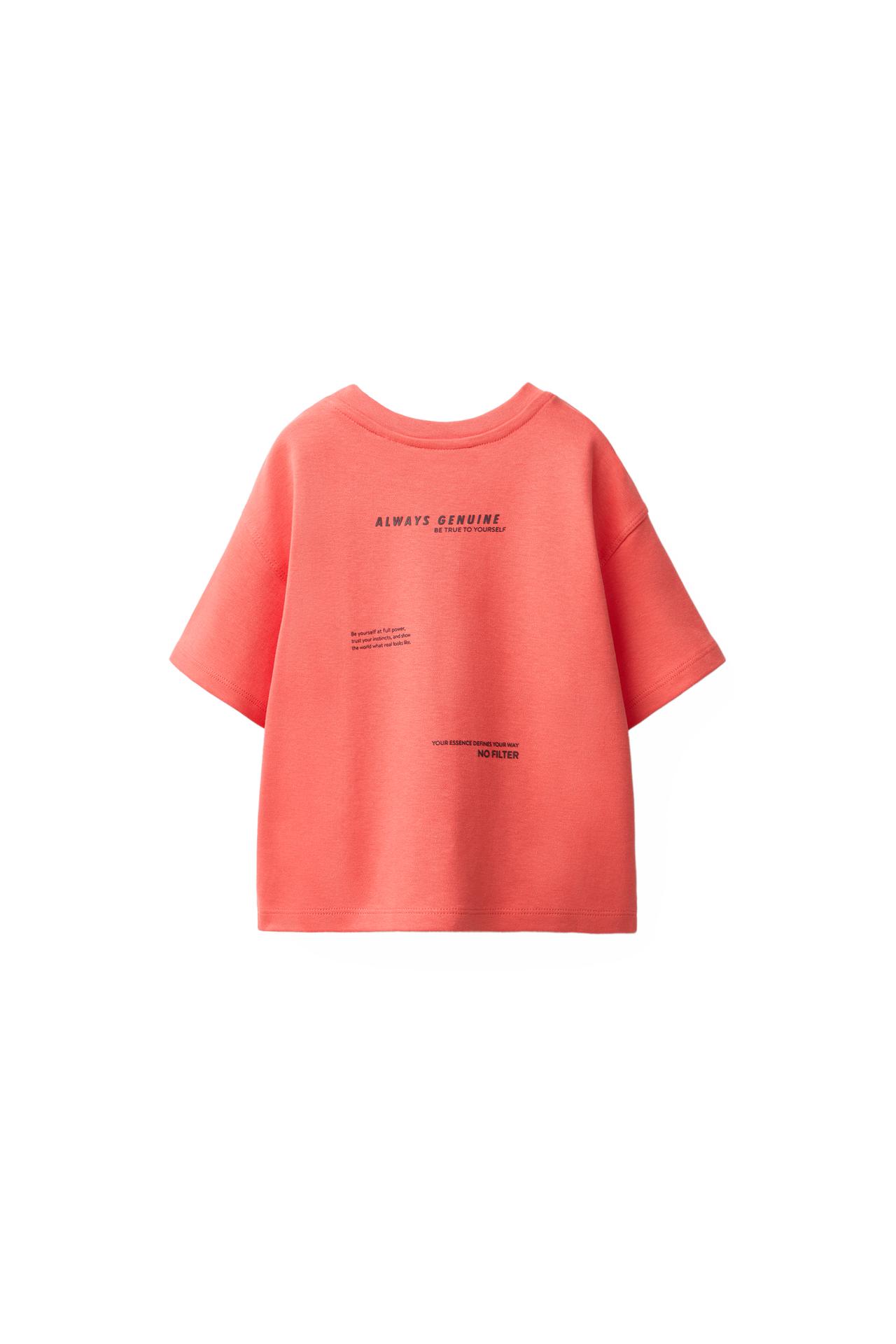 INTERLOCK PRINTED T-SHIRT — Coral pink