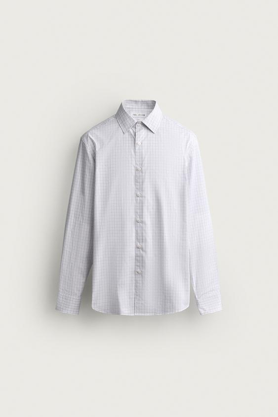 CHECK SLIM FIT SHIRT - Oyster-white by Zara - Image 0