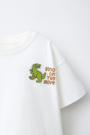 T-SHIRT DINOSAURE EFFET GOMME - Blanc de Zara - Image 2