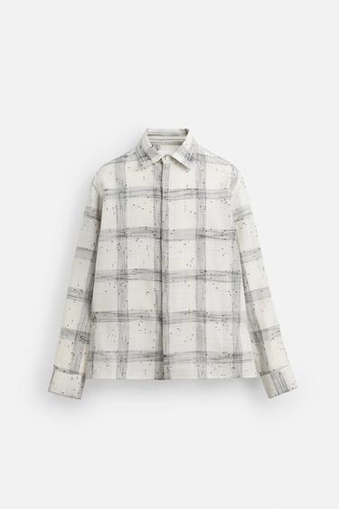 Zara STRUKTURISANA KARIRANA KOŠULJA LIMITED EDITION – crna / bela