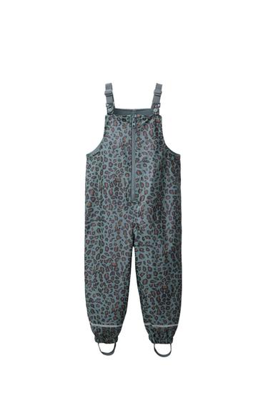 GUMMIERTE LATZHOSE MIT ANIMAL-PRINT, WASSERABWEISEND - Petrol von Zara - Bild 0