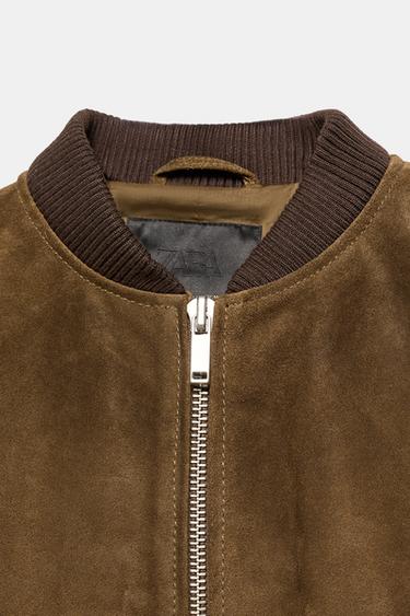 100% SUEDE LEATHER BOMBER JACKET ZW COLLECTION LIMITED EDITION - Dark khaki by Zara - Image 5