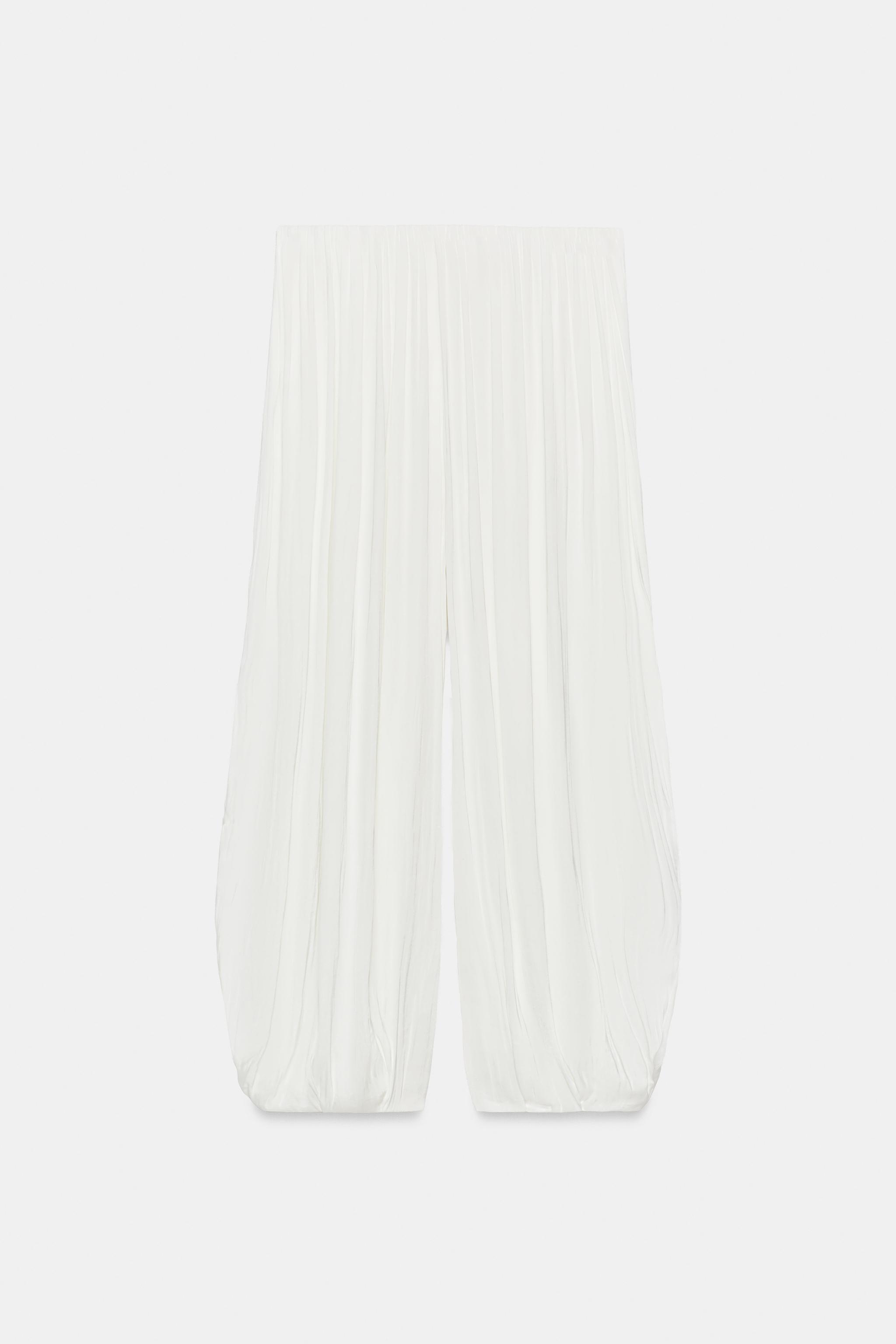 Женские брюки Zara PLEATED SATIN PANTS — фото 7