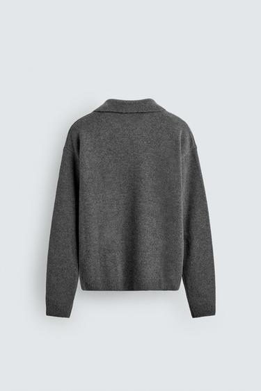 POLO EN MAILLE DE LAINE ET CACHEMIRE - Gris chiné de Zara - Image 7