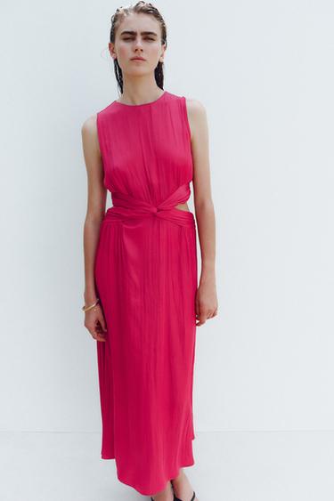 MIDI-MEKKO, SATIINIA, AUKILEIKKAUKSET - Fuchsia Zaralta
