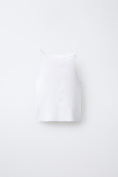 RIBBED KNIT TOP - Oyster-white by Zara - Image 1