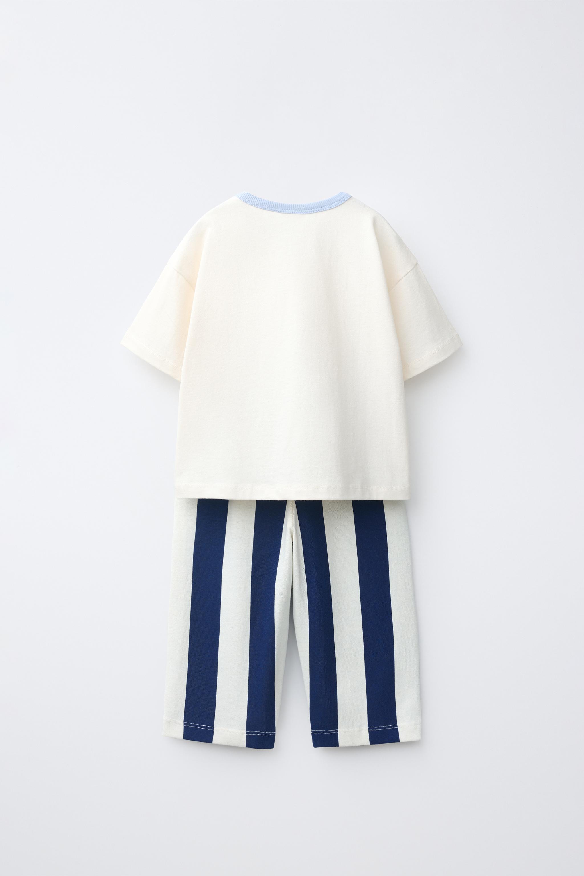 Детские брюки Zara STRIPED T-SHIRT AND JOGGER SET — фото 2