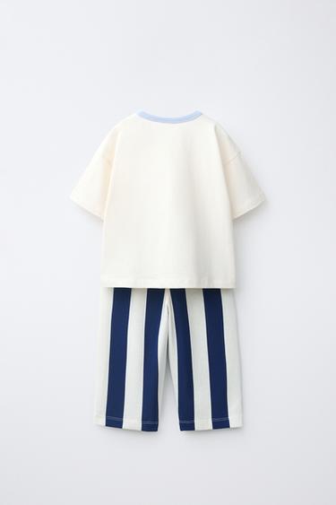 STRIPED T-SHIRT AND JOGGER SET — Blue 2