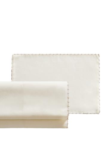 Zara MINI CRIB SHEET SET WITH TRIM DETAIL - Oyster-white