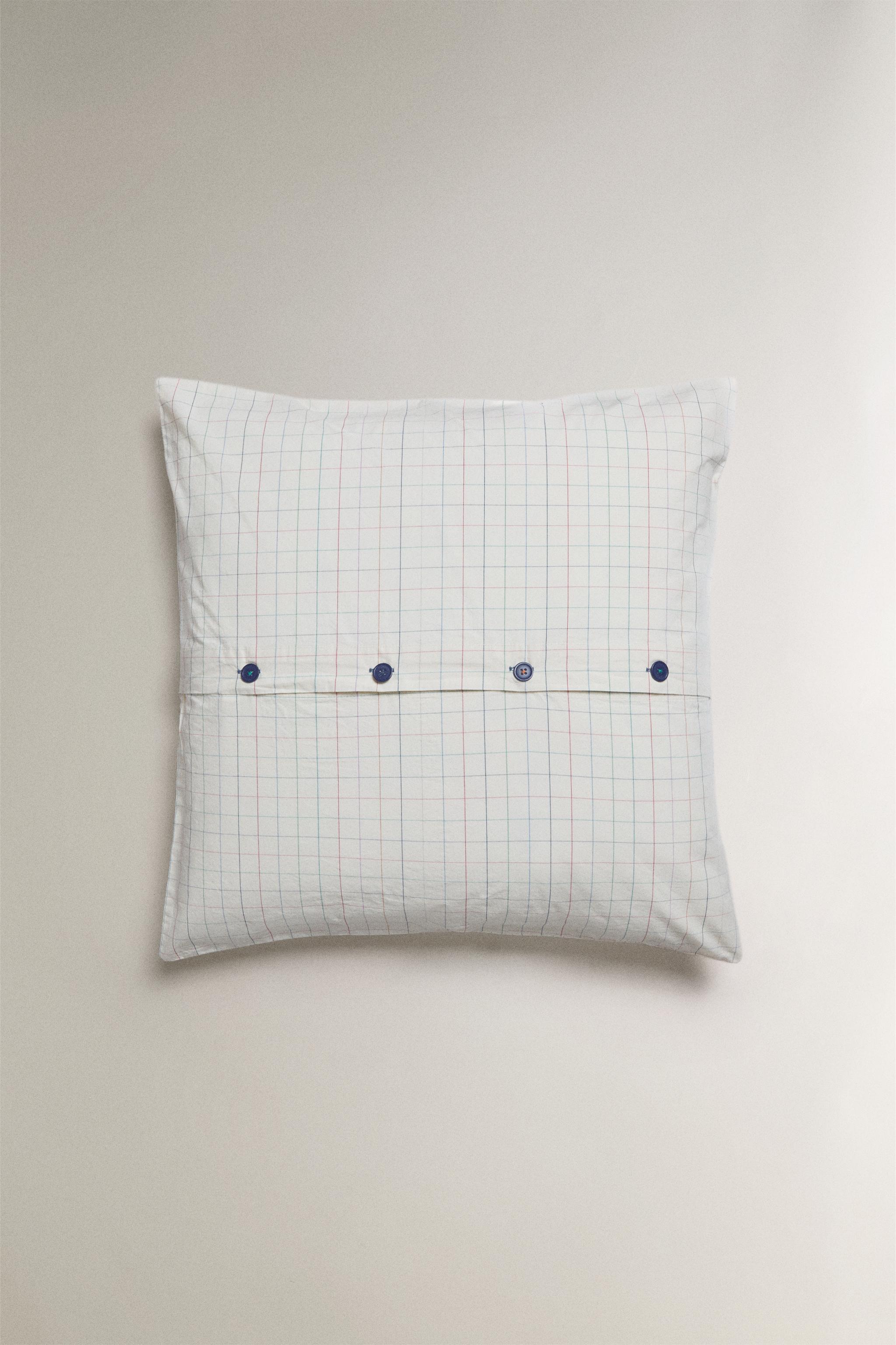 TAIE D’OREILLER ENFANT COTON CARREAUX