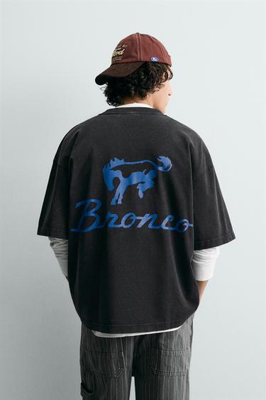 WASHED T-SHIRT WITH CONTRAST FORD © PRINT - Black by Zara - Image 2