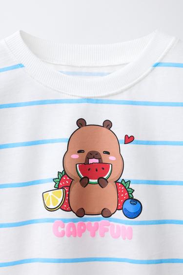 T-SHIRT RAYURES CAPIBARA CAPYFUN © - Blanc de Zara - Image 2
