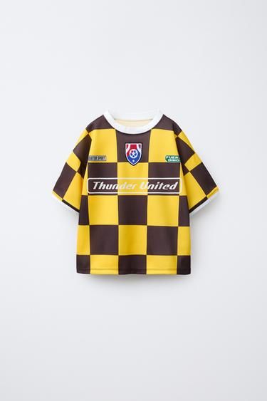 FUSSBALL-T-SHIRT KARIERT - Schwarz/ Gelb von Zara - Bild 0