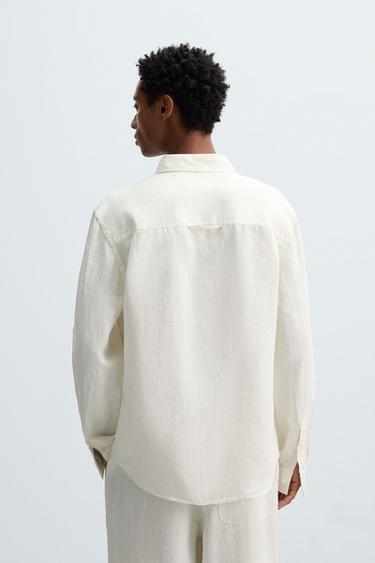 CHEMISE COUPE DÉCONTRACTÉE 100 % CHANVRE - Blanc cassé de Zara - Image 2