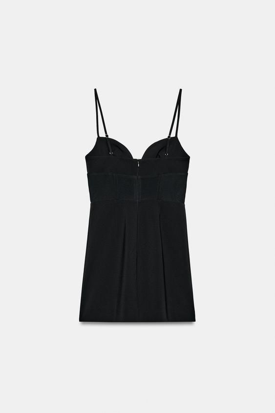 corset slip dress zara ZARA NEW WOMAN CORSETRY CAMISOLE SLIP DRESS SIZE L SKY BLUE 9245/845