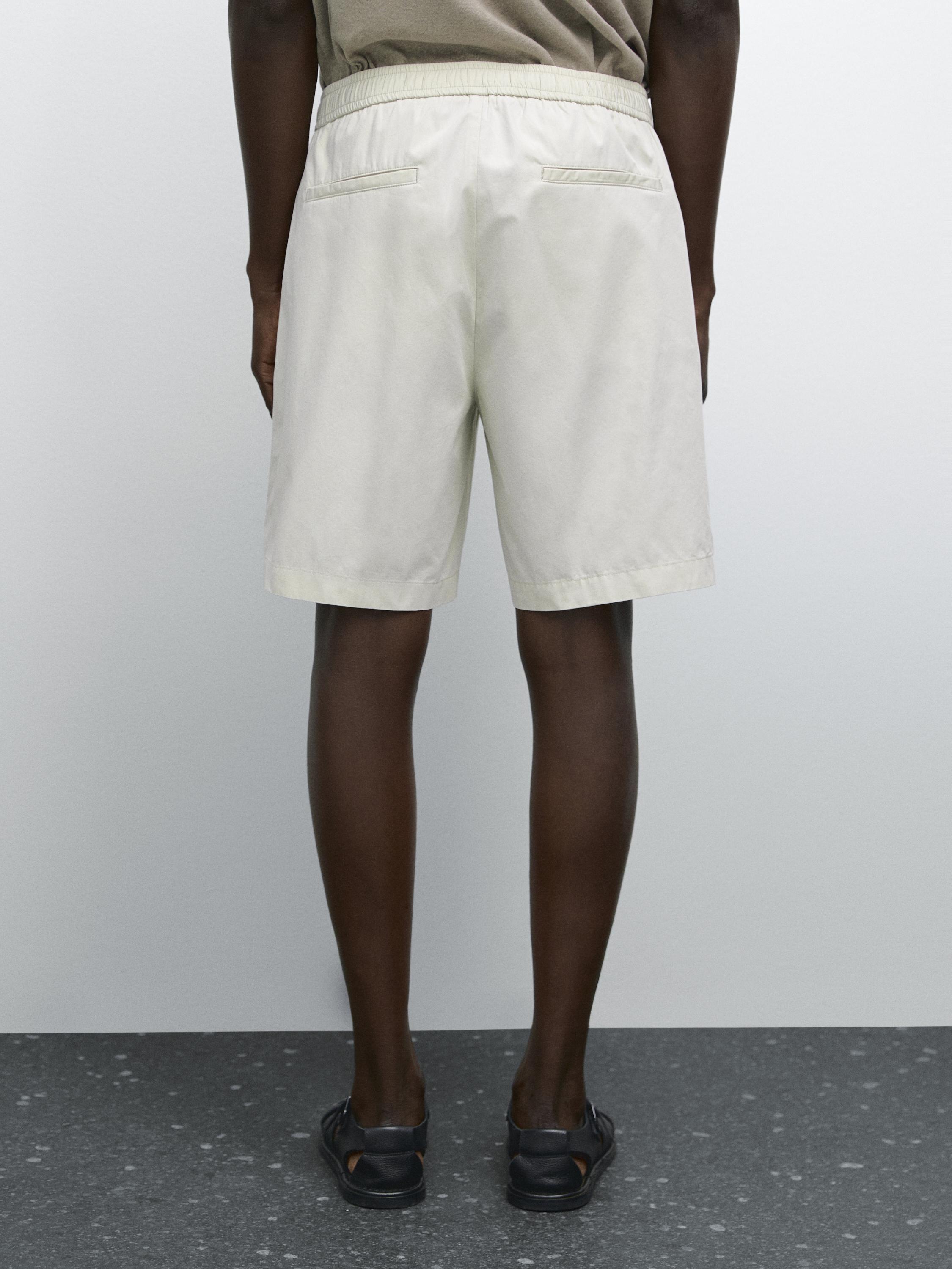 Jogger-fit poplin Bermuda shorts