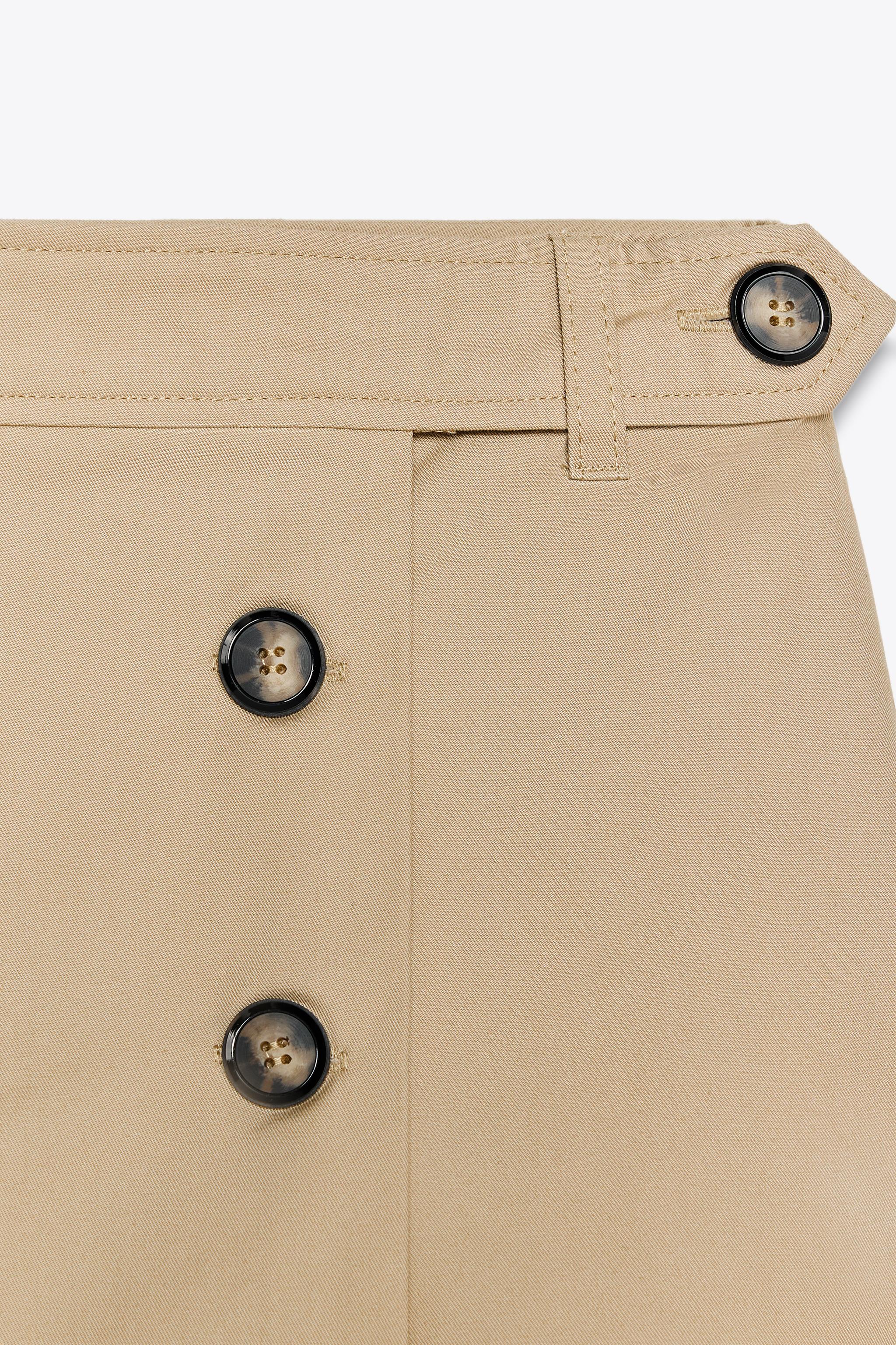 ZARA ボタン付きスコート 2180/401 SPLIT SKIRT WITH BUTTONS - Straw | ZARA United States